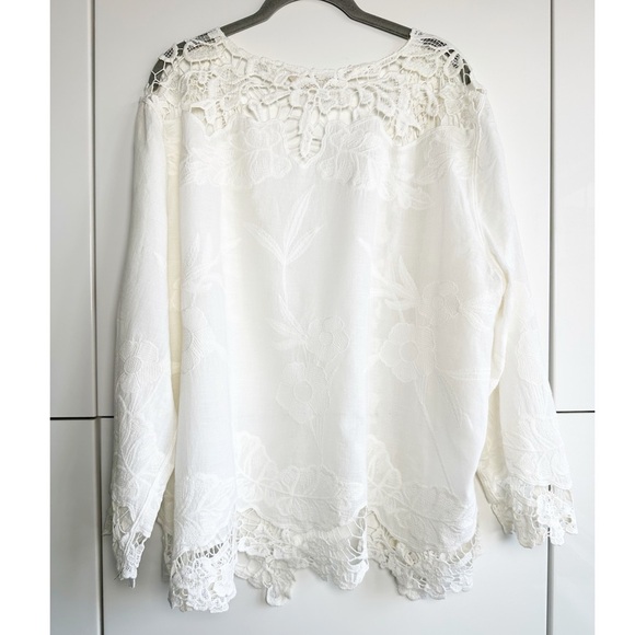 Soft Surroundings Rendezvous Topper Cardigan Ivory Lace Crochet Tie Front - Picture 7 of 8